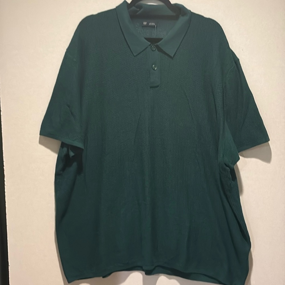GAP - Men's Short Sleeve, Crochet Texture Polo Shirt, Top. Size XXL. NWT. Green